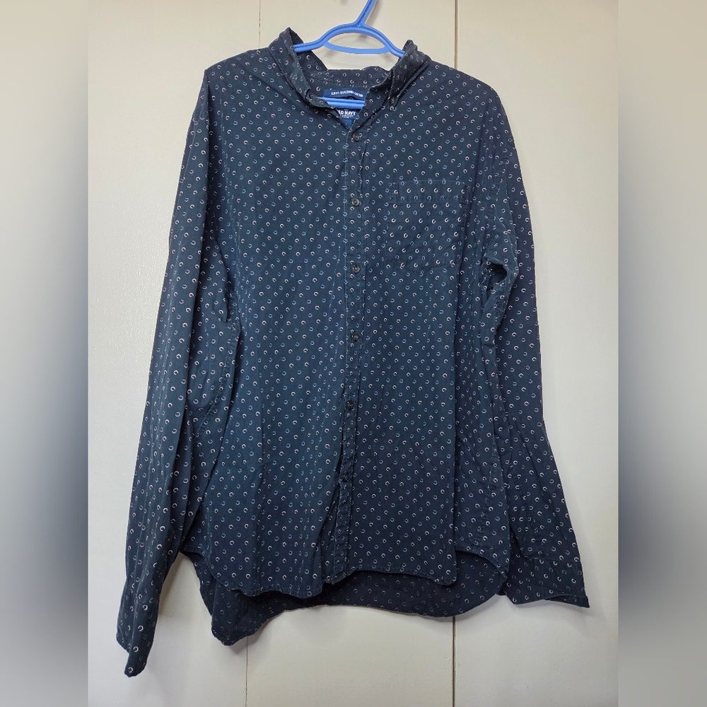 Old Navy Men's XXL Dark Blue Slim Fit Long Sleeve Button Down Shirt